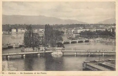 Switzerland Geneve Ile Rouseau et les ponts