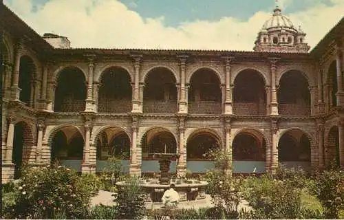 Peru carved stone cloisters monastery La Merced Cuzco