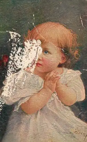 Postcard painting Abendgebet A. Riesen