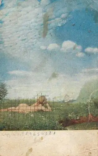 Postcard painting Die Lerche l'alouette