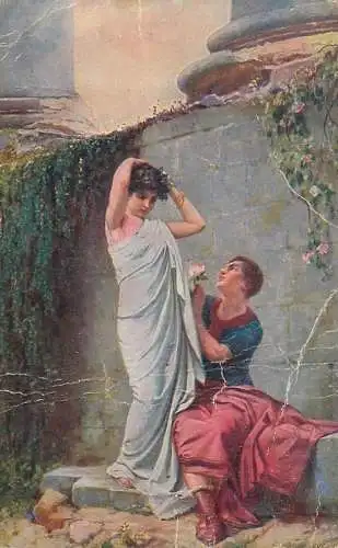 Postcard painting A. Liebscher l'amour romain