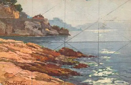 Postcard painting France la Corniche