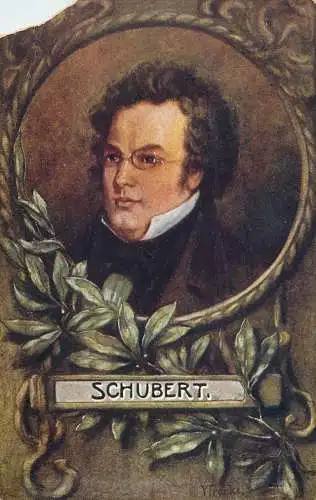 Postcard painting V. Franke portrait of Schubert