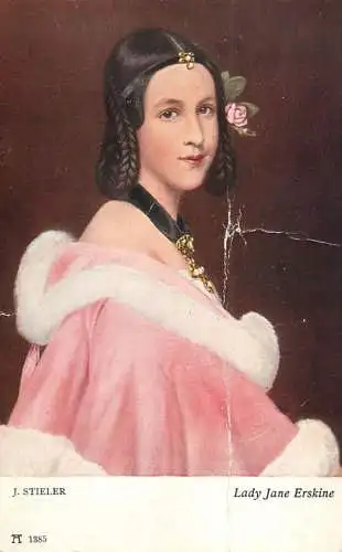 Postcard painting J. Stieler Lady Jane Erskine