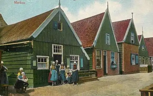 Netherlands Marken traditional scene and costumes