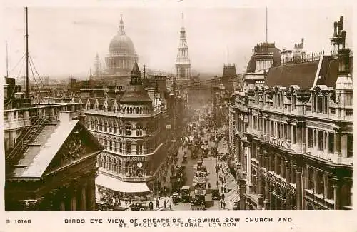 England London Cheapside showing Bow Church & St Paul's Cathedral aerial view