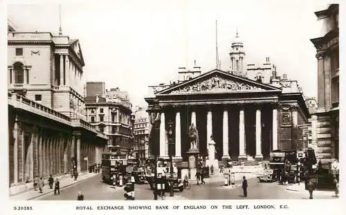 England London Royal Exchange & Bank of England black and white photo