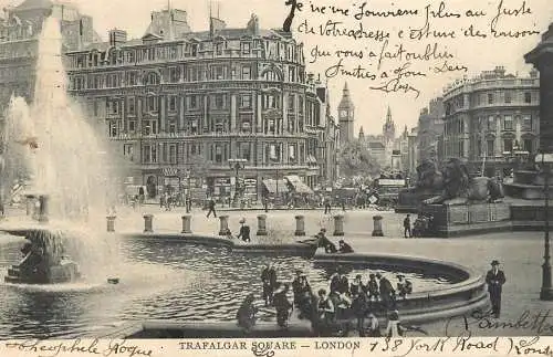 England London Trafalgar Square fountain detail aspect