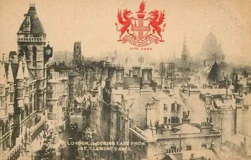 England London general view towards east from St Clement Danes Raphael Tuck & Sons "Heraldic View"