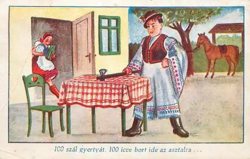 cpa fantaisie embossed Hungary traditional  scene
