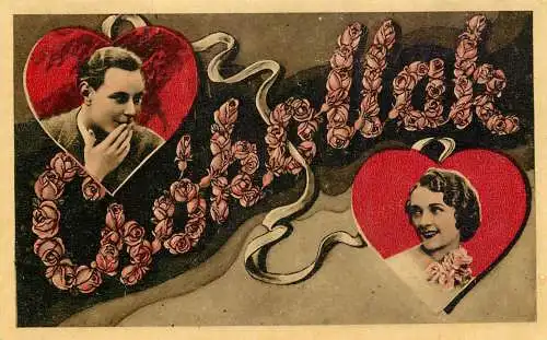cpa fantaisie embossed Hungary couples love