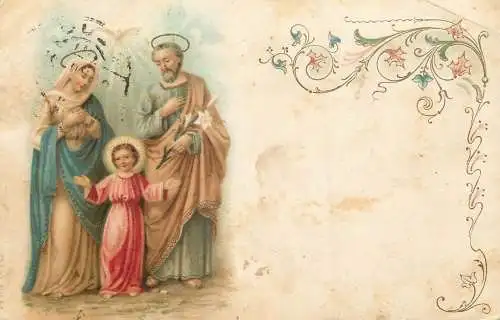 cpa fantaisie embossed religious scene Saints