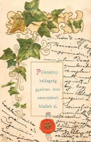 cpa fantaisie embossed flower Hungary leaf