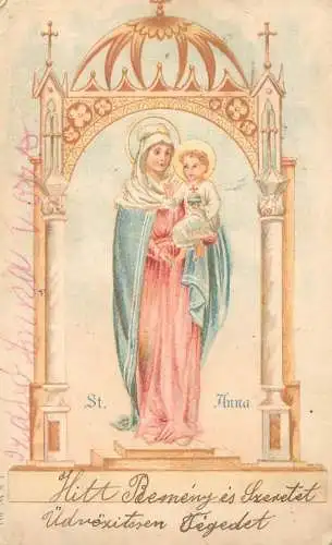 cpa fantaisie embossed St. Anna religious scene
