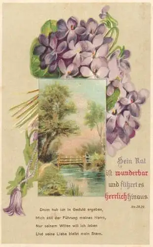 cpa fantaisie embossed river and forest flower card