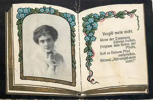 cpa fantaisie embossed woman portrait