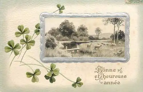 cpa fantaisie embossed bonne annee