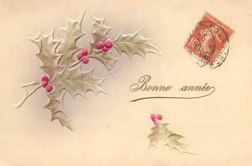 cpa fantaisie embossed bonne annee