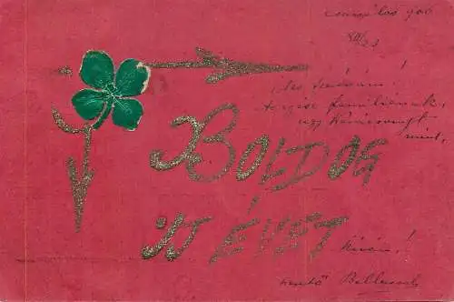 cpa fantaisie embossed flower shamrock