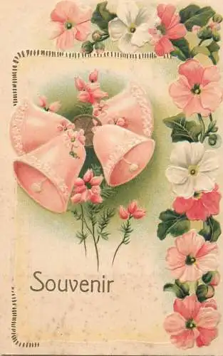 cpa fantaisie embossed flower souvenir bell