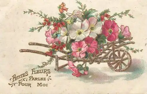 cpa fantaisie embossed petites fleurs parlez pour moi flower cart