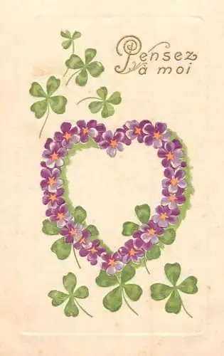 cpa fantaisie embossed pensez a moi shamrock