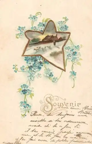 cpa fantaisie embossed souvenir d'une ami