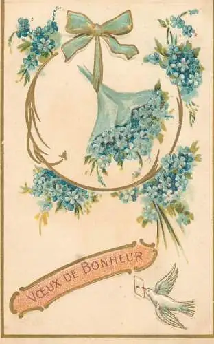 cpa fantaisie embossed voeux de Bonheur