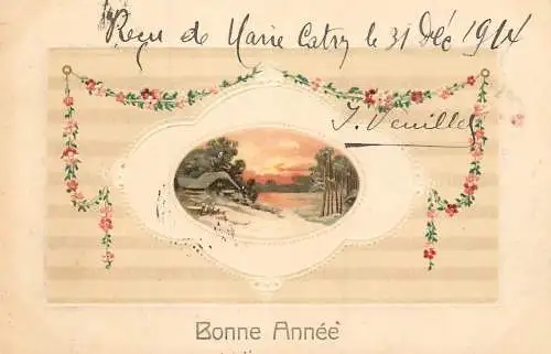 cpa fantaisie gauffré / embossed novelty bonne annee
