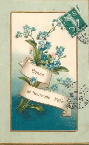 cpa fantaisie gauffré / embossed novelty bonne et heureuse fete