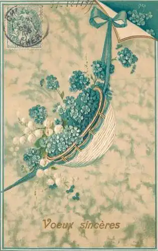 cpa fantaisie gauffré / embossed novelty voeux sinceres