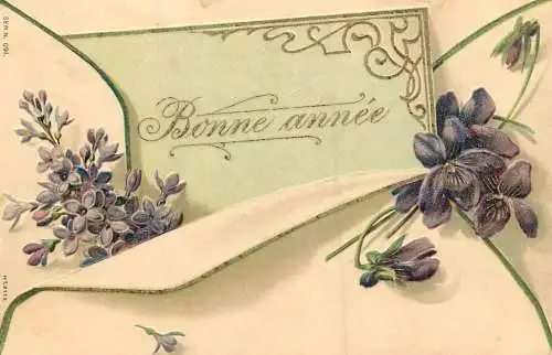 cpa fantaisie gauffré / embossed novelty bonne annee