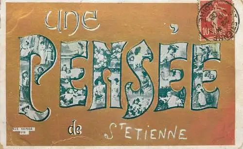 cpa fantaisie gauffré / embossed novelty St. Etienne 1906