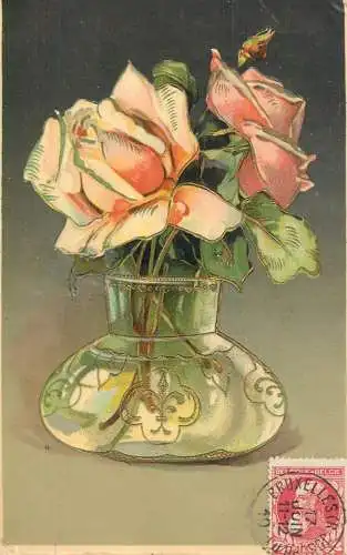 cpa fantaisie gauffré / embossed novelty flower vase