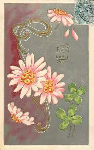 cpa fantaisie gauffré / embossed novelty bonne annee shamrock