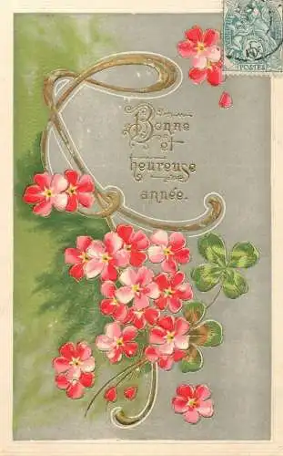 cpa fantaisie gauffré / embossed novelty bonne annee