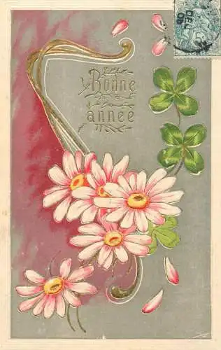 cpa fantaisie gauffré / embossed novelty bonne annee shamrock