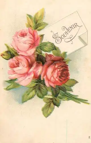 cpa fantaisie gauffré / embossed novelty souvenir flower rose