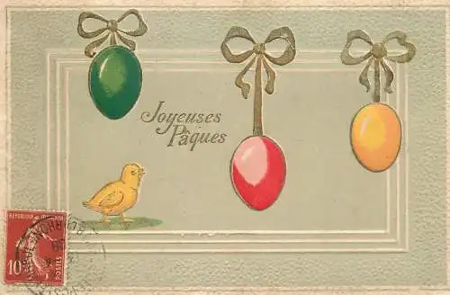 cpa fantaisie gauffré / embossed novelty Easter scene