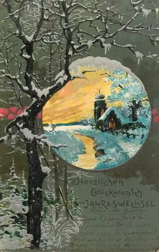 cpa fantaisie gauffré / embossed novelty winter scene