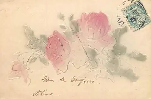 cpa fantaisie gauffré / embossed novelty flowers