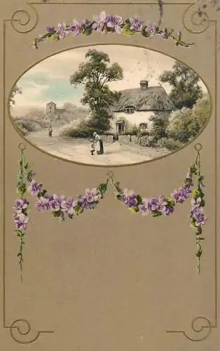 cpa fantaisie gauffré / embossed novelty village scene