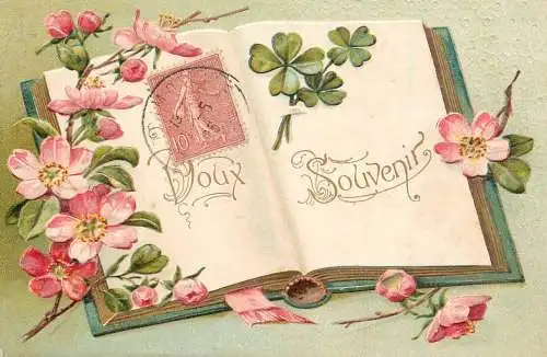 cpa fantaisie gauffré / embossed novelty flowers voux souvenir