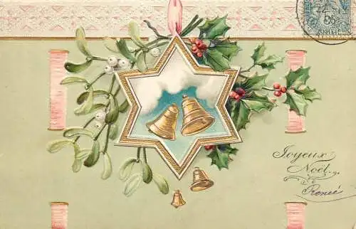 cpa fantaisie gauffré / embossed novelty Christmas bells