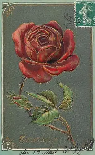 cpa fantaisie gauffré / embossed novelty flower souvenir