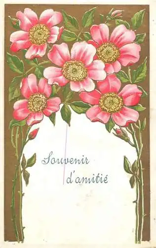 cpa fantaisie gauffré / embossed novelty suvenir d'amitie