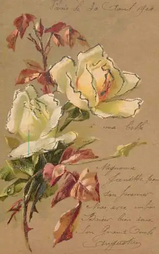 cpa fantaisie gauffré / embossed novelty flower painting