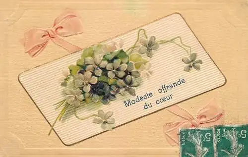 cpa fantaisie gauffré / embossed novelty modeste offrande du coeur