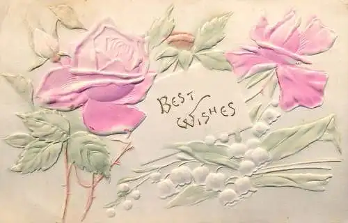 cpa fantaisie gauffré / embossed novelty best wishes