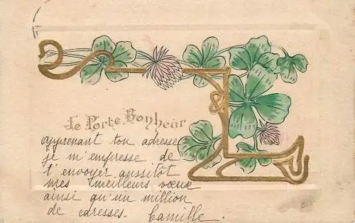 cpa fantaisie gauffré / embossed novelty le porte bonheur